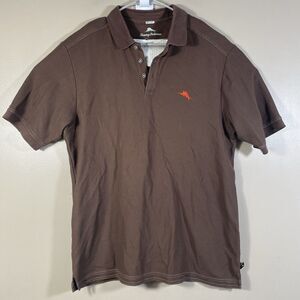 Tommy Bahama Golf Polo Shirt Mens Large Supima Cotton Brown Short Sleeve